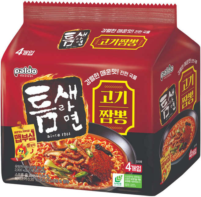 틈새라면 고기짬뽕 120g, 4개
