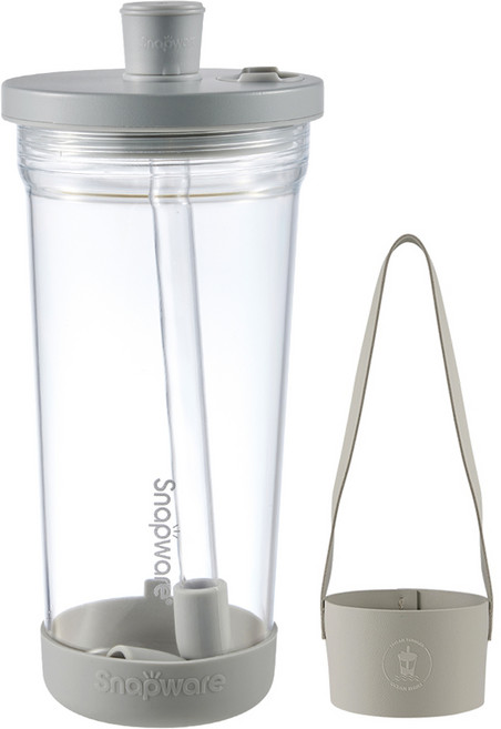 Corelle Brands 康寧餐具 Snapware Tritan 跳跳吸管杯 附杯套, 鯨魚灰, 840ml, 1個