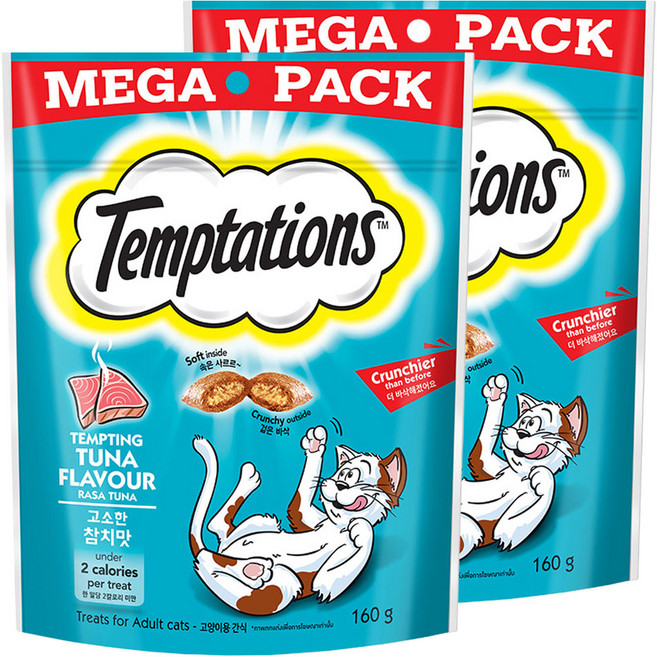 템테이션 고양이 간식, 고소한 참치맛, 160g, 2개