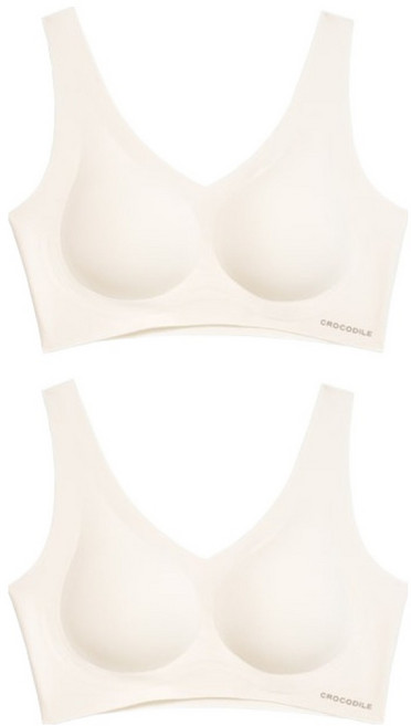 크로커다일 소프트 쿨인견 쉘론 패드일체형 V넥 브라 2종세트