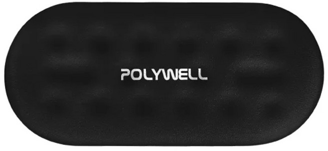 POLYWELL 寶利威爾 記憶棉鍵盤滑鼠護腕墊 短款 PW15-T65-0686, 黑色, 1個