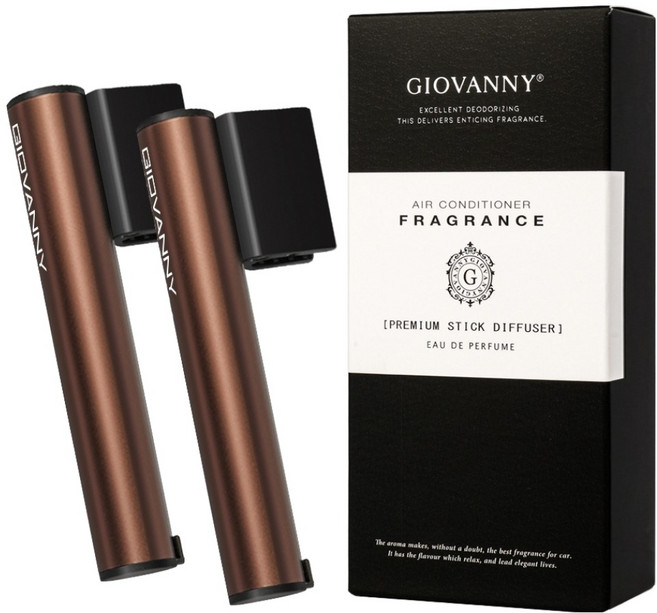 GIOVANNY 파워스틱 차량용 방향제 케이스 2p + 리필 5g 4p, 시즐 브라운 ( 아베피치 ), 1세트