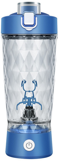 TAILI 太力 炫彩電動運動蛋白粉咖啡攪拌杯 附粉盒 650ml, 藍色, ZH90