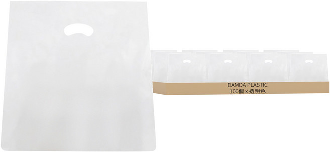 DAMDA PLASTIC Vinyl M型塑膠購物袋 特大(35 x 45 x 23cm), 透明色, 100個