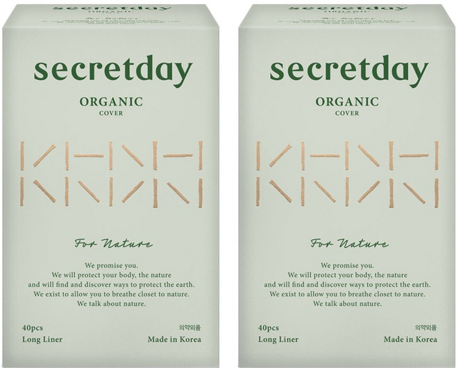 시크릿데이 포네이처 순면커버 팬티라이너, 롱, 40개입, 2개