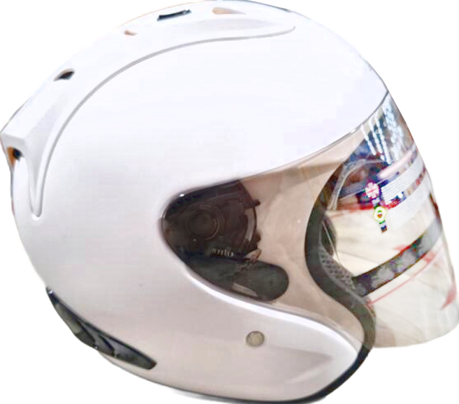 普通型露臉式機車防護頭盔 含一層護目鏡 R3-A6, 消光白色