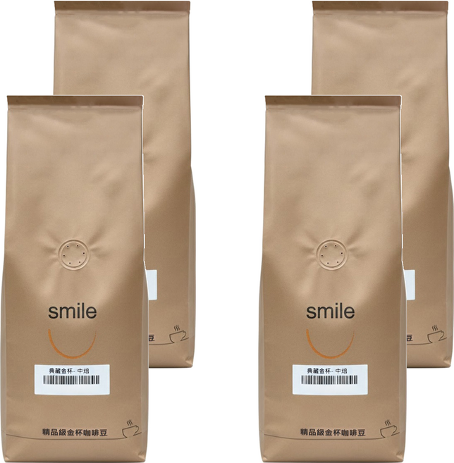 smile coffee 微笑咖啡 精品級金杯咖啡豆 義式金杯 中焙, 咖啡豆(無研磨), 450g, 4包