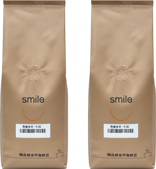 smile coffee 微笑咖啡 精品級金杯咖啡豆 義式金杯 中焙, 咖啡豆(無研磨), 450g, 2包