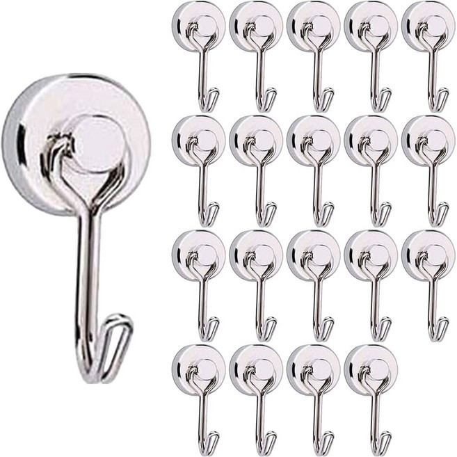 플라카 360도 회전형 자석 고리 후크 16mm, 실버, 20개