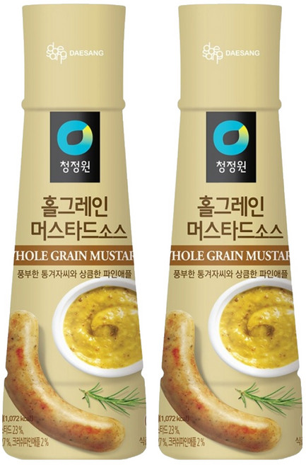 청정원 홀그레인 머스타드소스, 320g, 2개