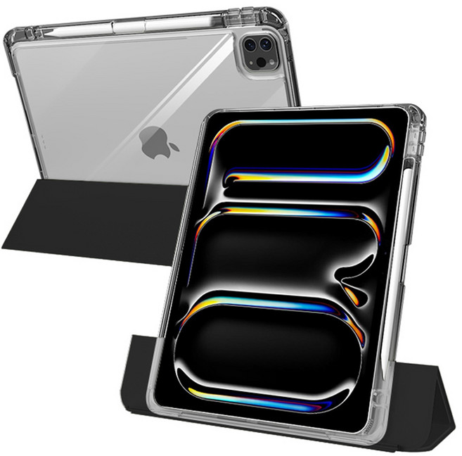 제이로드 샤인클리어 애플펜슬 수납 슬라이드 분리형 태블릿PC 케이스, 블랙, 1개