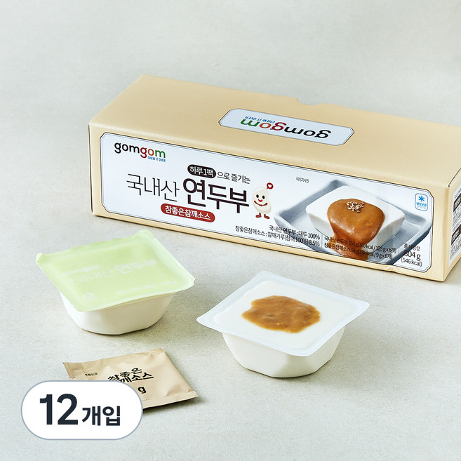 곰곰 국내산 연두부 + 참좋은참깨소스, 134g, 12개입