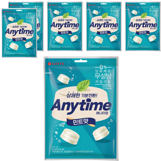 LOTTE 樂天 Anytime薄荷糖, 92g, 6袋