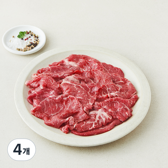 설성목장 무항생제 인증 한우 정육 1+등급 불고기용 (냉장), 4개, 300g