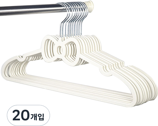 마켓에이 넥타이 겸용 하트리본 옷걸이, 리본 화이트, 20개