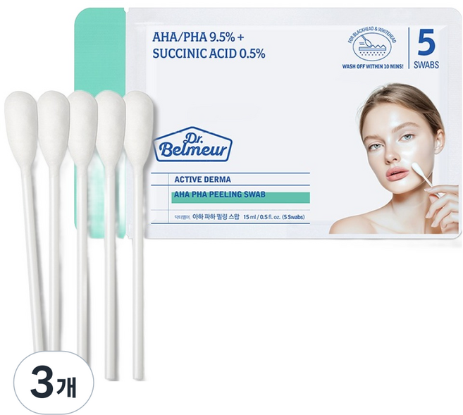 THE FACE SHOP 菲詩小舖 Dr.Belmeur 肌本博士 AHA BHA 去角質棉棒 5入, 3個, 15ml