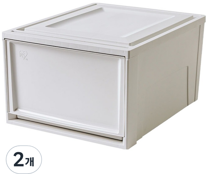 아이리스 국내생산 시스템 수납함 슬라이딩 서랍장 BC-450, 2개, 화이트그레이