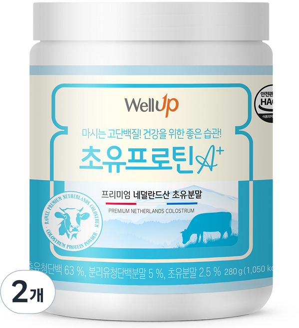 로엘 웰업 마시는 고단백질 초유프로틴 A+, 280g, 2개
