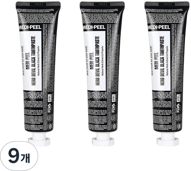 메디필 허브 데빌 블랙 치약, 130g, 9개