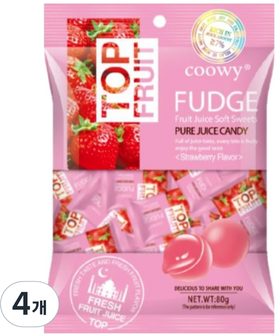 쿠위 탑프룻 젤리 딸기맛, 80g, 4개