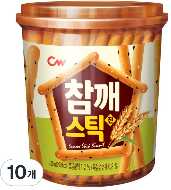 청우식품 참깨스틱 진, 220g, 10개