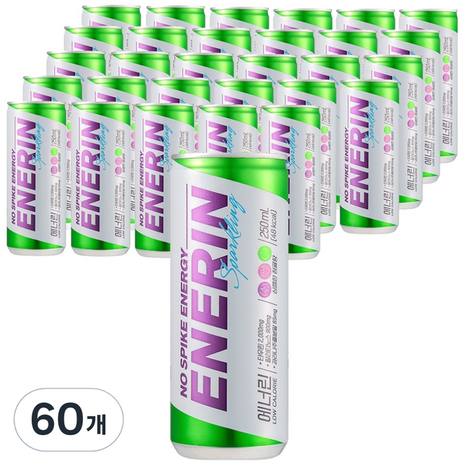 현대약품 에너린 캔 에너지 드링크 NO스파이크 음료, 60개, 250ml