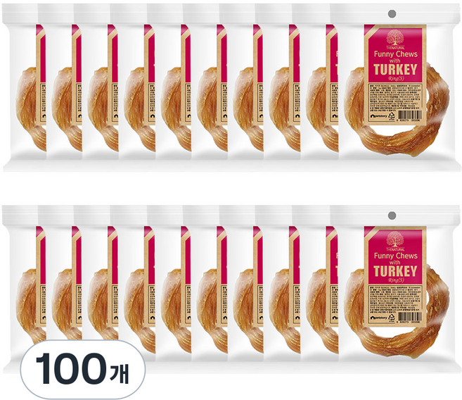 더내추럴 강아지 퍼니츄 건조간식 링 S, 혼합맛(칠면조/닭고기/소힘줄), 13g, 100개
