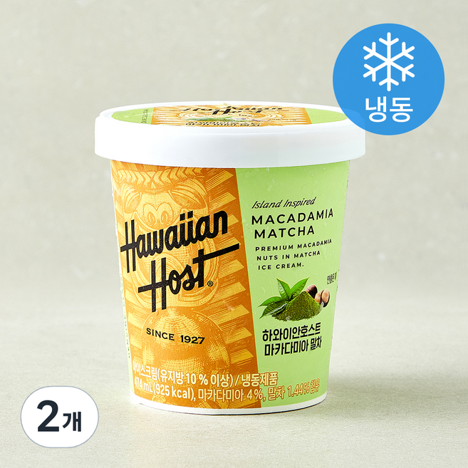 하와이안호스트 마카다미아 말차 파인트 (냉동), 2개, 1개, 474ml
