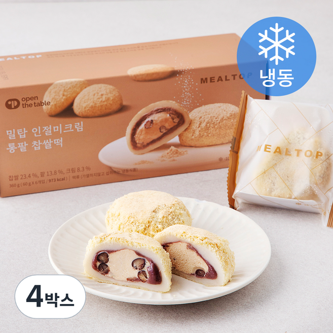 밀탑 인절미크림 통팥 찹쌀떡 (냉동), 60g, 6개입, 4박스