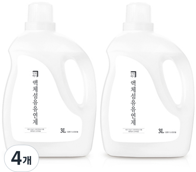 살림백서 섬유유연제 한라봉향 본품, 3L, 4개