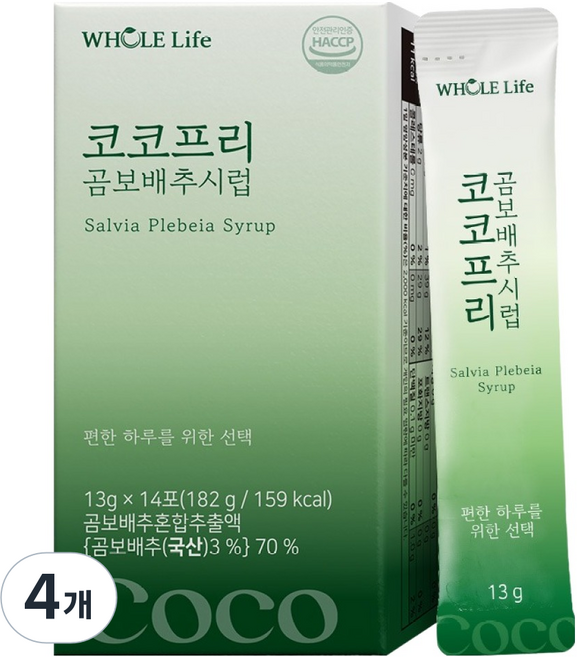 WHOLELIFE 코코프리 곰보배추시럽 14p, 182g, 4개
