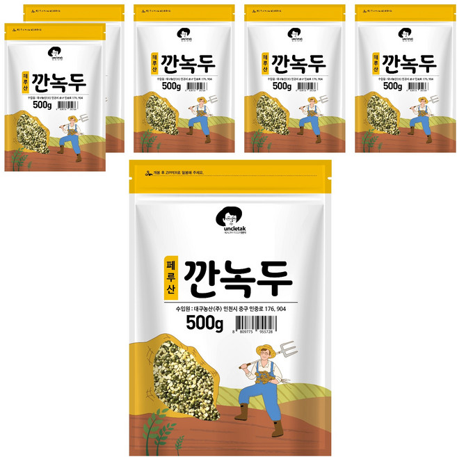 엉클탁 소 깐녹두, 500g, 6개