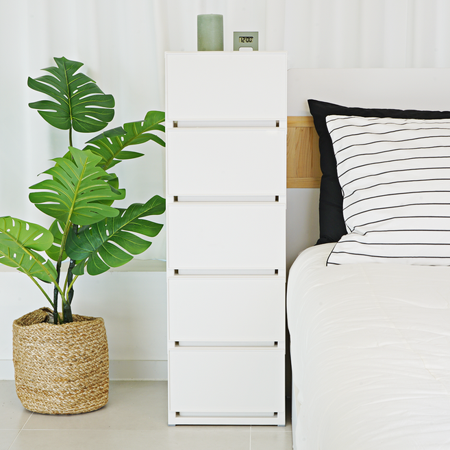 엠비코 국내 제조 모던 슬림 서랍장, 화이트, 5단