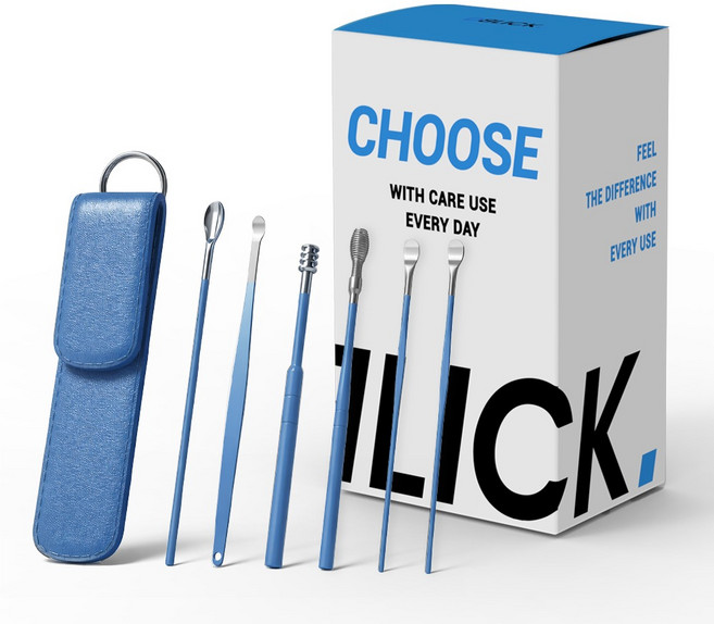 디블릭 휴대용 귀파는 도구 귀이개 세트 블루, 1세트