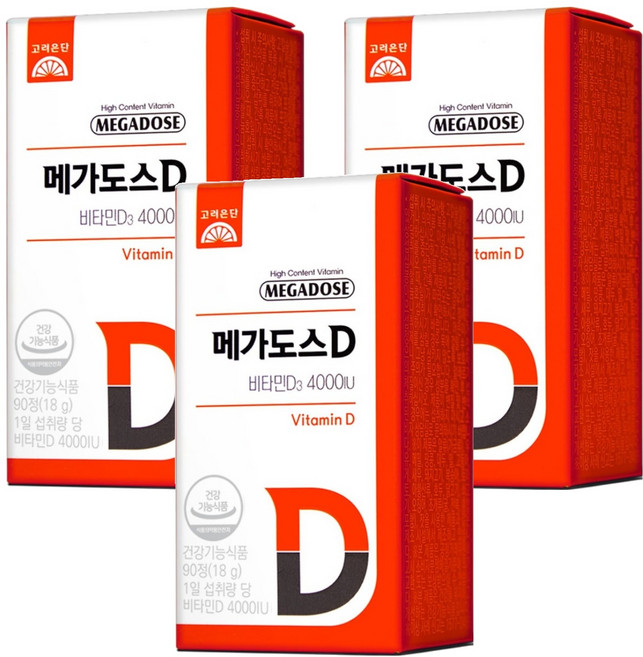 메가도스 D 비타민D3 4000IU, 90정, 3개