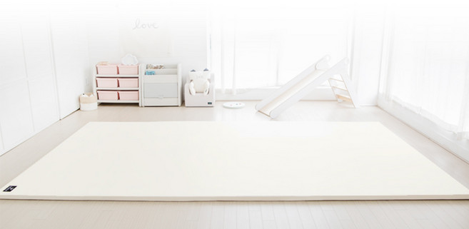 리코코 꿈비 양면이중코팅 원피스 폴더매트, 크림화이트