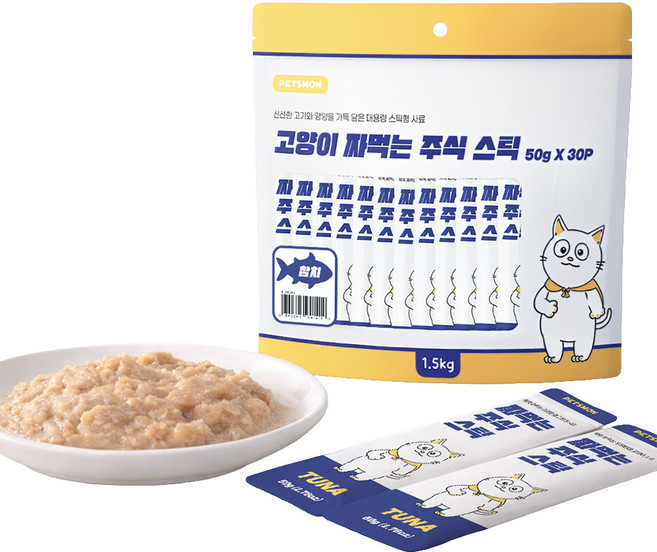 펫츠몬 고양이 짜먹는 주식 스틱 30p, 1.5kg, 1개, 참치