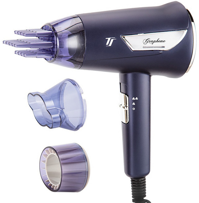 達新牌 石墨烯遠紅外線吹風機 TS-6888 8000萬/cm³水潤負離子 附三款專業造型用配件, 藍色