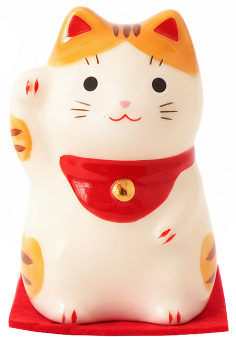 藥師窯 福來招財貓 日本陶瓷招財貓, 橘白虎斑