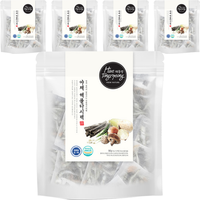 해통령 야채 해물다시팩, 90g, 5개