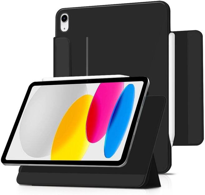 더조은셀러 아이패드 폴리오 3단 분리 마그네틱 스탠드 케이스, 블랙, 1개