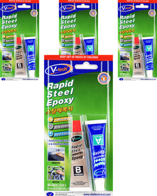 Vtech 금속 접착제 스틸 에폭시, 4개