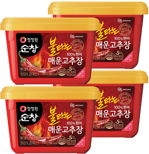 청정원순창 불타는 매운고추장, 450g, 4개