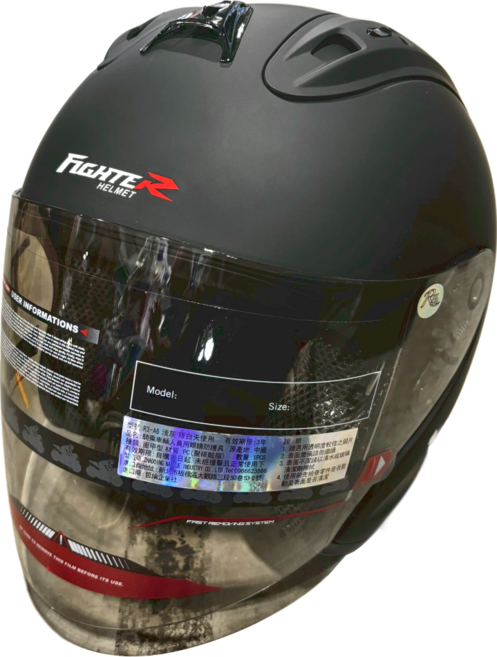 普通型露臉式機車用安全帽 附1層護目鏡 R3-A6 1350g, 消光黑