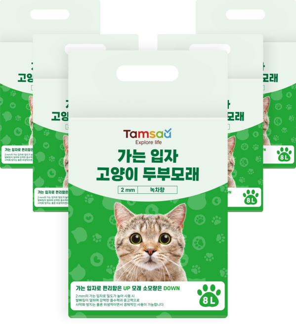 탐사 가는 입자 고양이 두부모래 2mm, 8L, 5팩, 녹차향