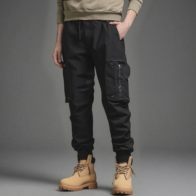 FIELDMATE 男款水洗開衩彈性鬆緊帶工裝束口褲 YXP16