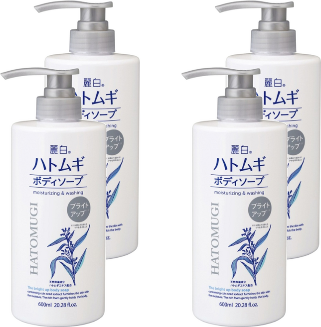KUMANO 熊野油脂 麗白 薏仁明亮沐浴乳, 4個, 600ml