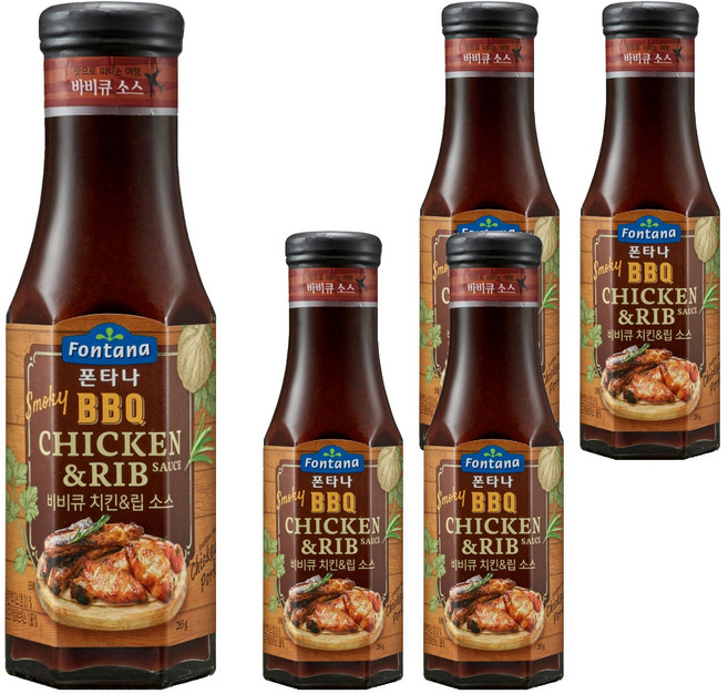폰타나 스모키 비비큐 치킨 앤 립 소스, 285g, 5개