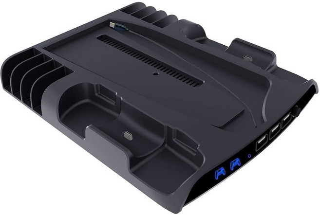 KjH PS5 SLIM多功能散熱充電底座 副廠, 黑色, 1個