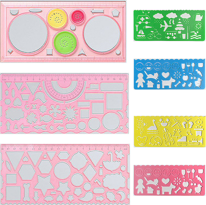 바코젤 모양 도형자 7종 세트, 핑크, 1세트